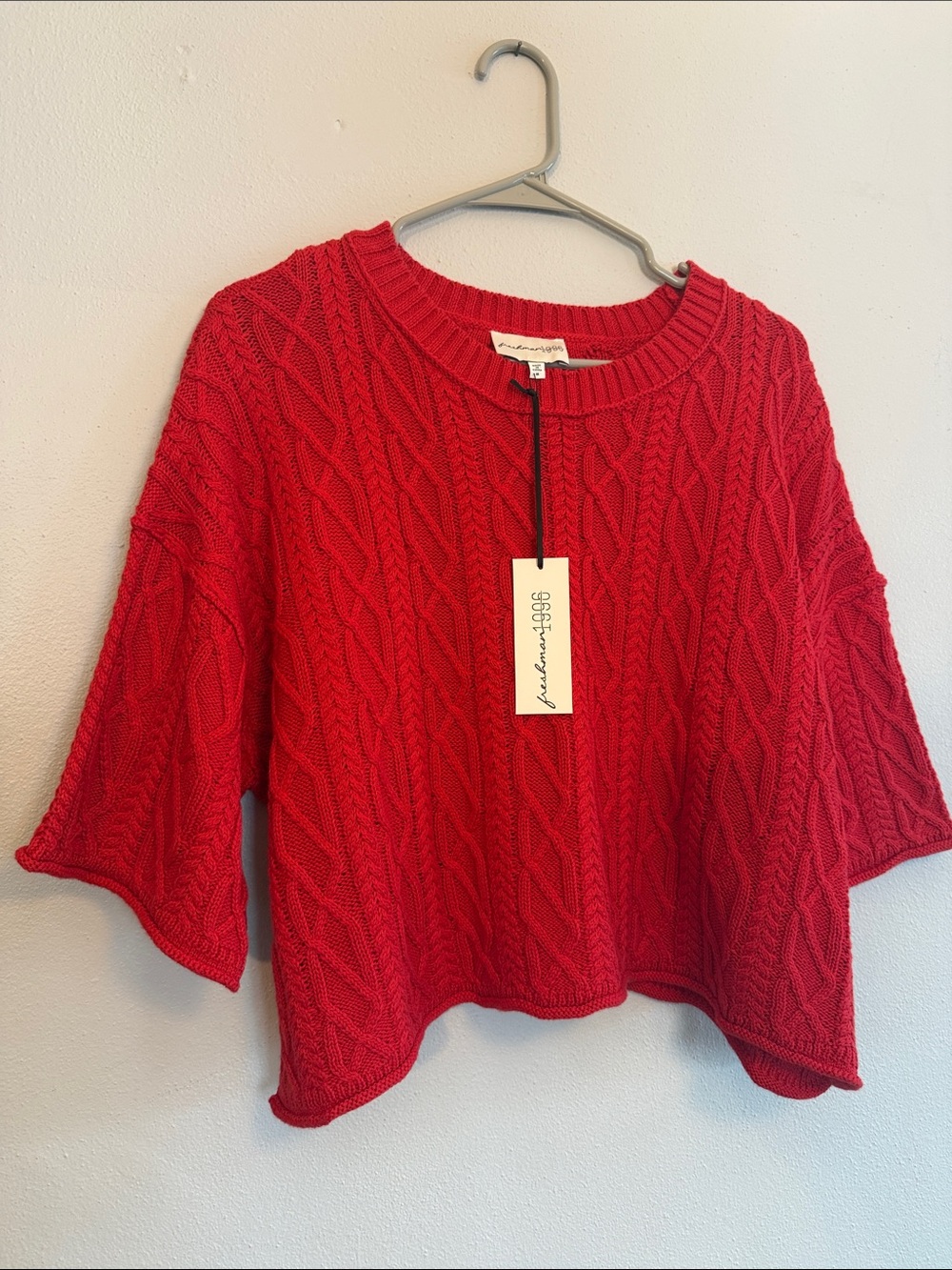 NWT Red Cable-Knit Crewneck Sweater - size M